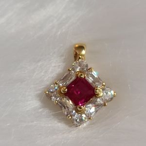 1.8ct Created Ruby & CZ  Pendant by Suzanne Somers w/ 18in box link Vermeil Chn